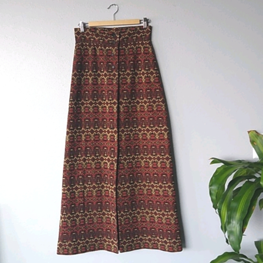 Vintage Act III Patterned Maxi Skirt 1960s 1970s